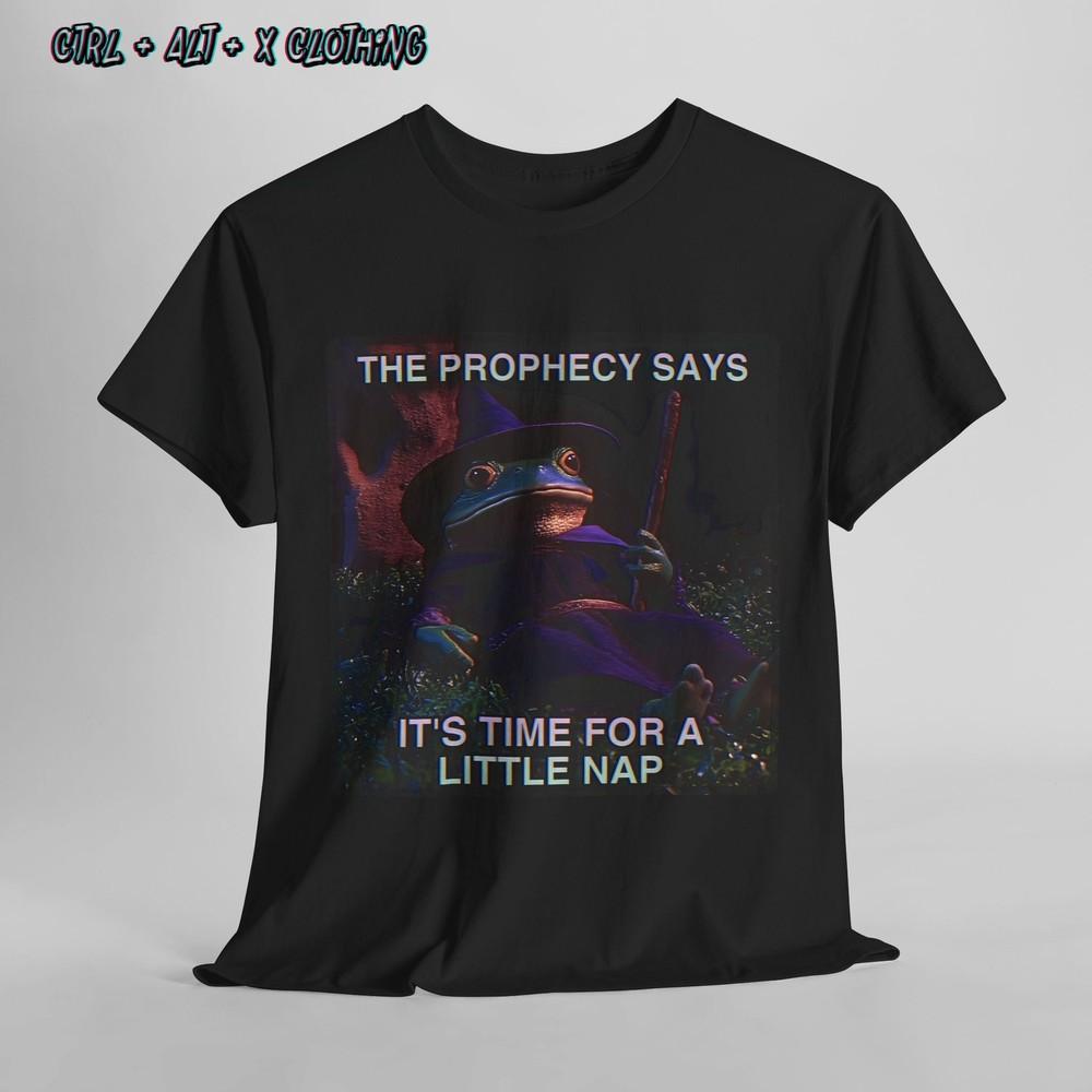 

Frog Meme Unisex Tee, Funny Animal Graphic Tshirt, Gift for Nap Lovers, Prophecy M