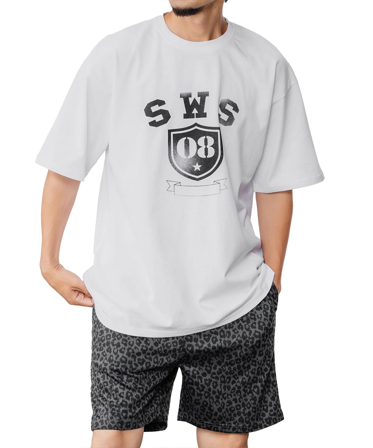 

IMPROMES Casual SIDEWAYSTANCE Military Emblem Short Sleeve T-Shirt, Men s, White