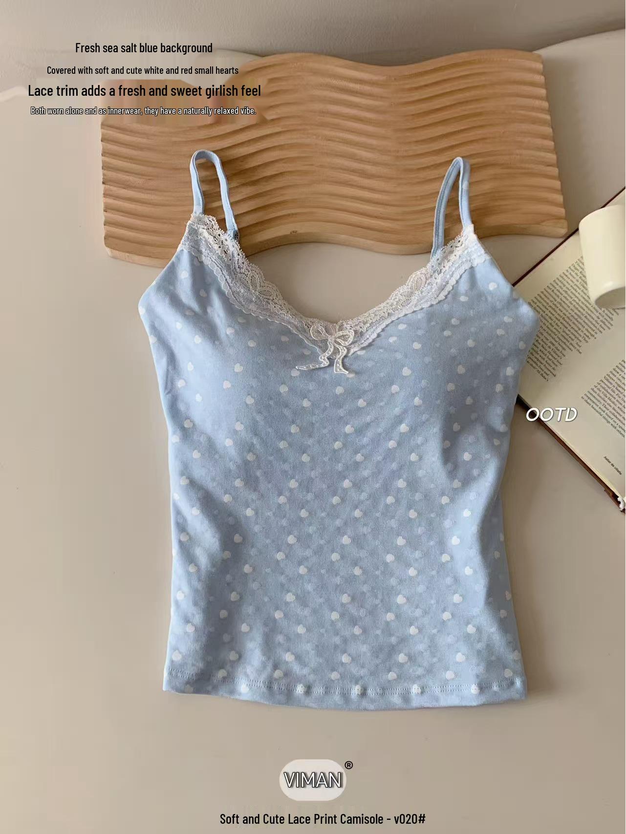 

Ice Silk Summer Camisole with Chest Pads - Trendy, Versatile Tank Top for Women One Size небесно-голубой