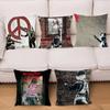 Housse de Coussin Graffiti Banksy Coussin Carré Chambre à Coucher Canapé Coussin de Confort Loisir Voiture Salon Décoration de Maison