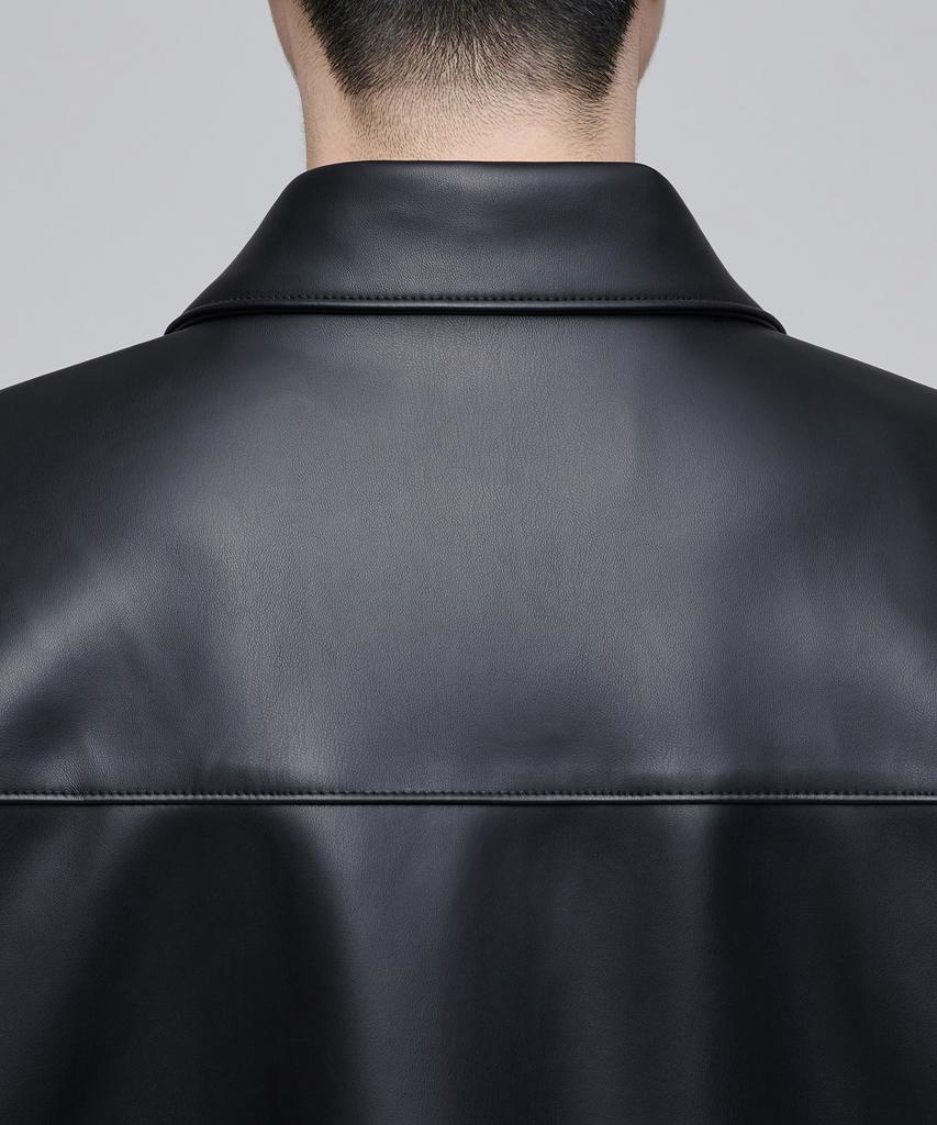 Musinsa Standard Synthetic Leather Extra Oversized Single Jacket [Black]