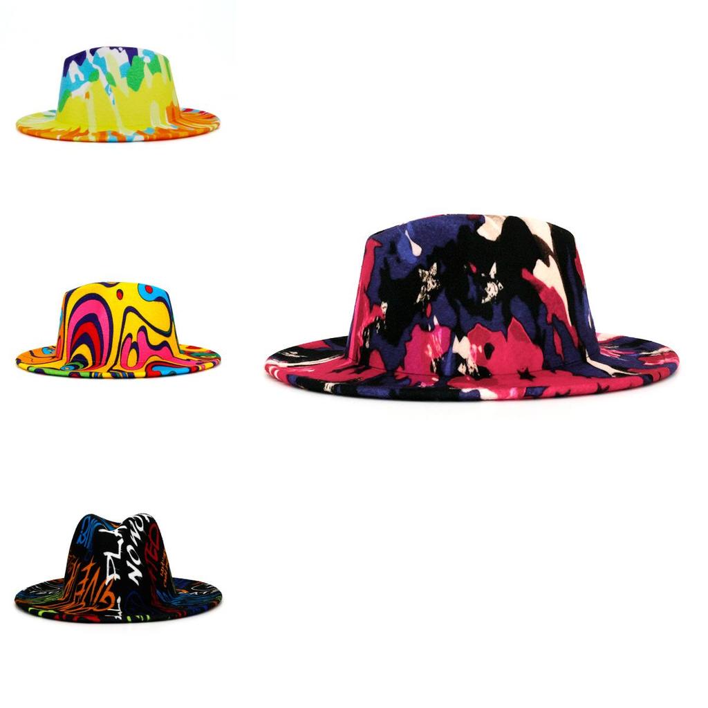 Trendy Jazz Hat For Men In Tie-dye Wool With Breathable And Waterproof Features