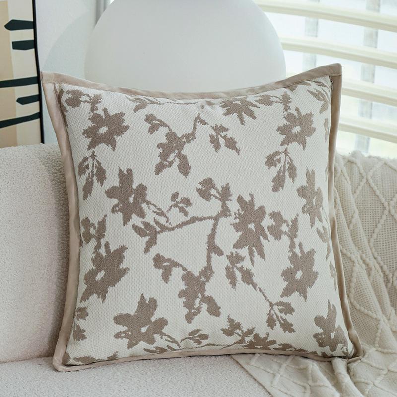 Cream Style Pillow, White Floral Pillow, Pillow Case, Sofa Decorative Pillow Case, Model Room Bay Window Cushion with Core