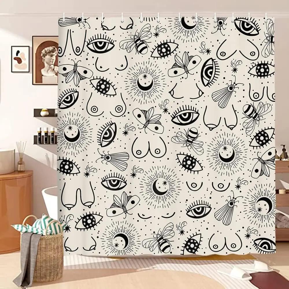 

Modern Southwest Mountain Cactus Shower Curtain Desert Sunset Vintage Aesthetic Simple Bathroom Fabric Shower Curtain With Hook W60H190(CM)-1 Pcs