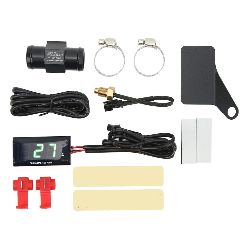 Motorcycle Digital Water Temperature Gauge Thin 12V LCD With 22mm Sensor Adapter for Most Motorbikes