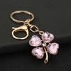 Keychain Pendant Sparkling Rhinestones Four-Leaf Clover Design Key Chain with Lobster Clasp Easy to Hang Key Holder Backpack Car Accessory