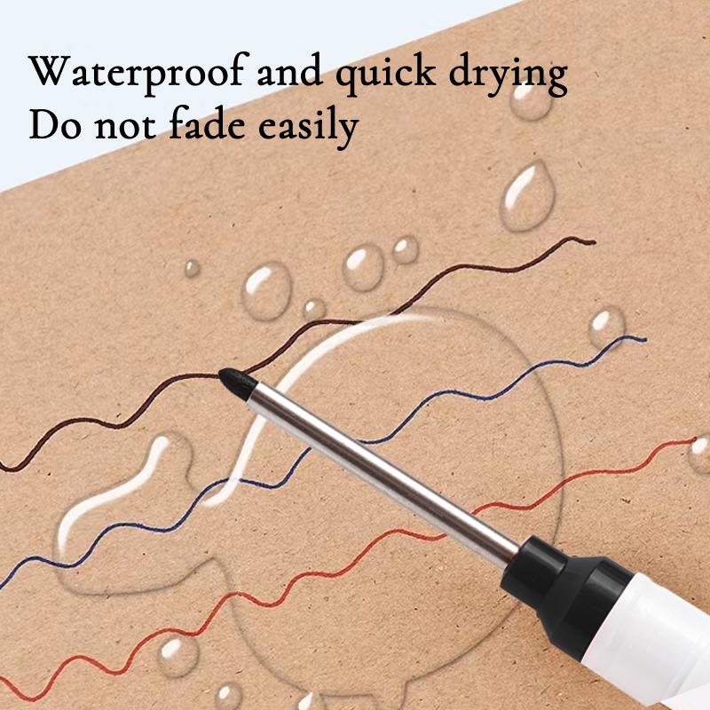6/8Pcs/Set 30mm Long Head Markers Pen Bathroom Woodworking Decoration Deep Hole Marker Blue/Red/Black/White Oily Marker Pens