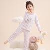 Fenteng Girls' Striped Rabbit Antibacterial Cotton Pajama Set