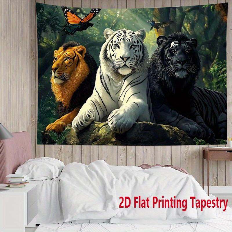 majestic lions and tigers Digital printing polyester wall tapestry suitable for use in living rooms bedrooms offices bars party