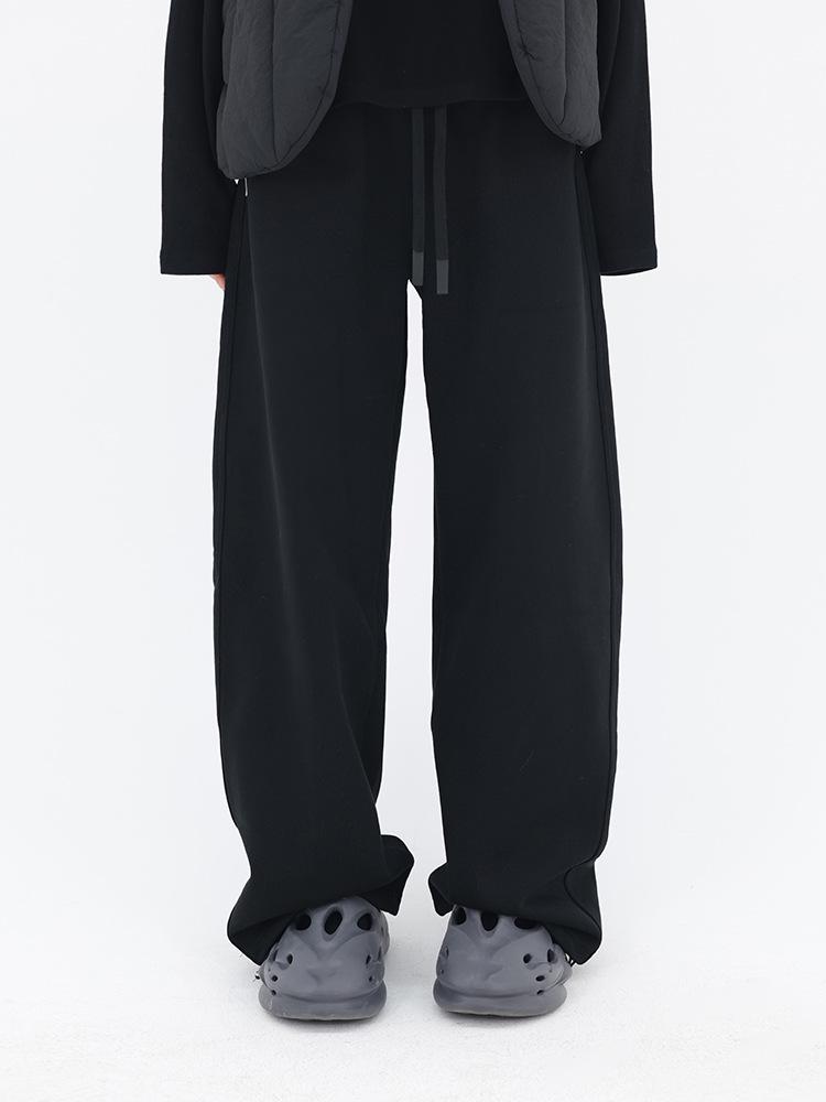

Meiya FUZZYKON Fleece-Lined Drawstring Wide-Leg Slimming Pants Small чёрный