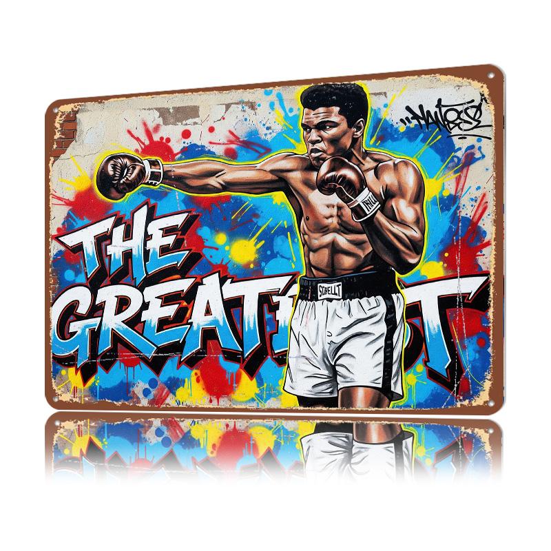 Muhammad Ali Graffiti Kunst D Gedruckte Textur Poster Personalisierte Wandkunst Retro Metallblechschilder für Raumdekoration Innenraum