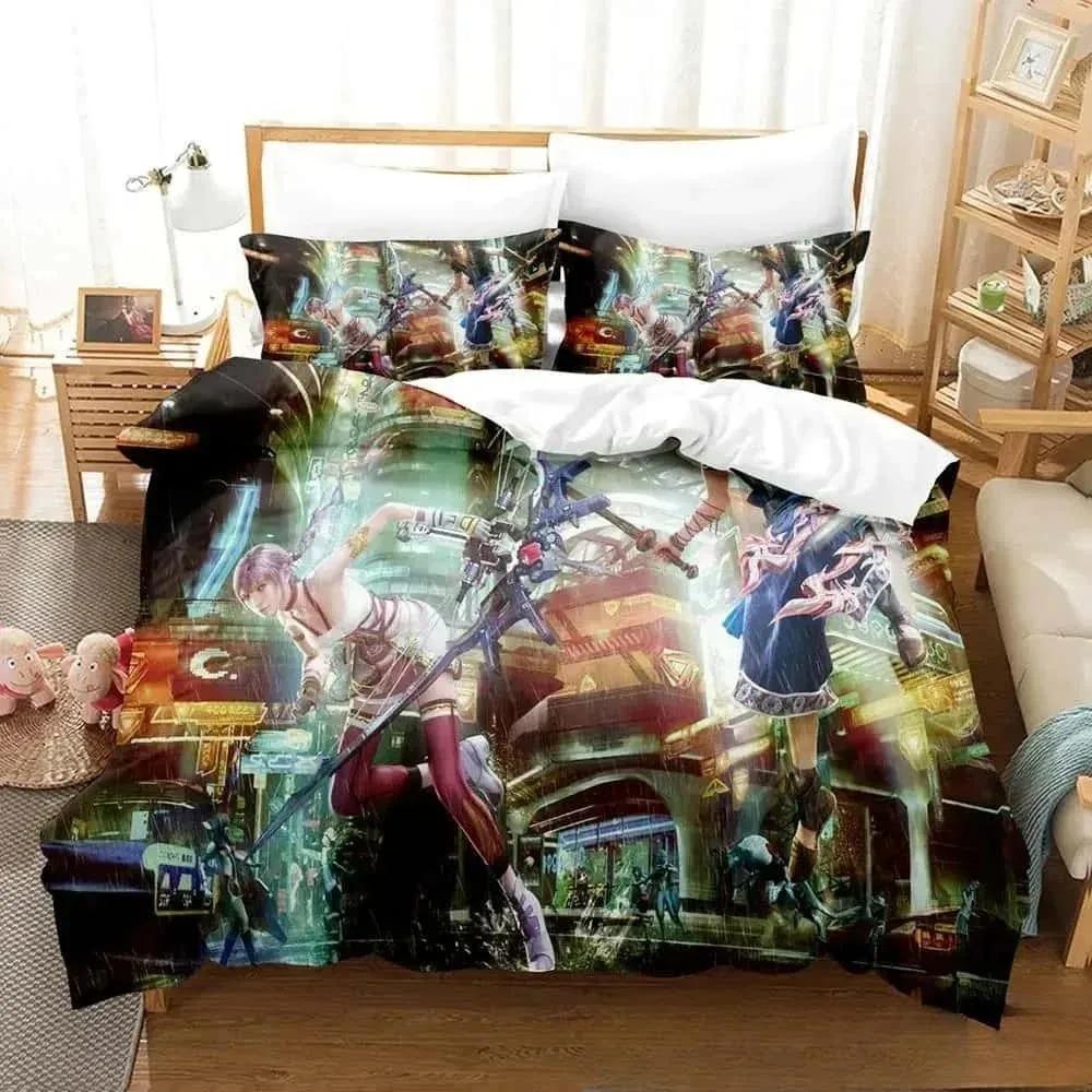 New 3D Print Anime Game FINAL FANTASY XIII-2 Bedding Set Boys Girls Twin Queen King Size Duvet Cover Pillowcase Bed Boys Adult