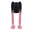 2pcs/pair Helmets Decor Woman Braids Wig With Sucker Twist Dual Pigtail Ponytail  for Motor Bike