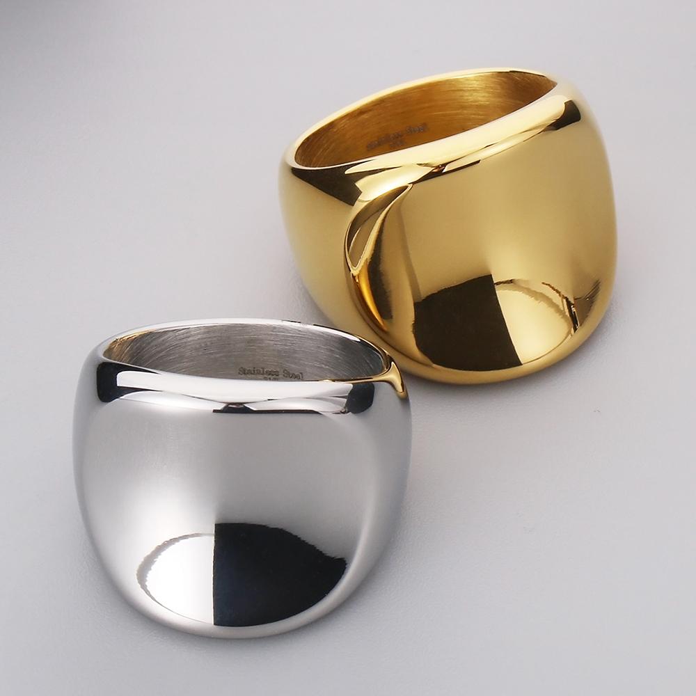 18K Vacuum Plated Wide Rings for Man Solid 316l Stainless Steel Men's Band Accessories Engagement Ring Birthday Party Jewelry