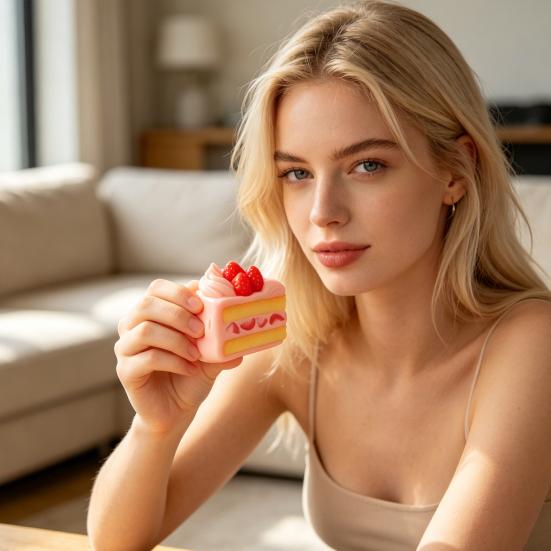 Strawberry Cake Squeeze Toy Soft Slow Rebound Simulated Food Toy Portable Stress Relief Pinch And Squeeze Relaxation Toy