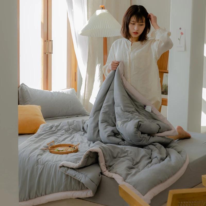 Home Lightweight Cooled Summer Quilt With Cooling Fabric Double Sides Cooling Blanket For Bed Silky Air Condition Comforter