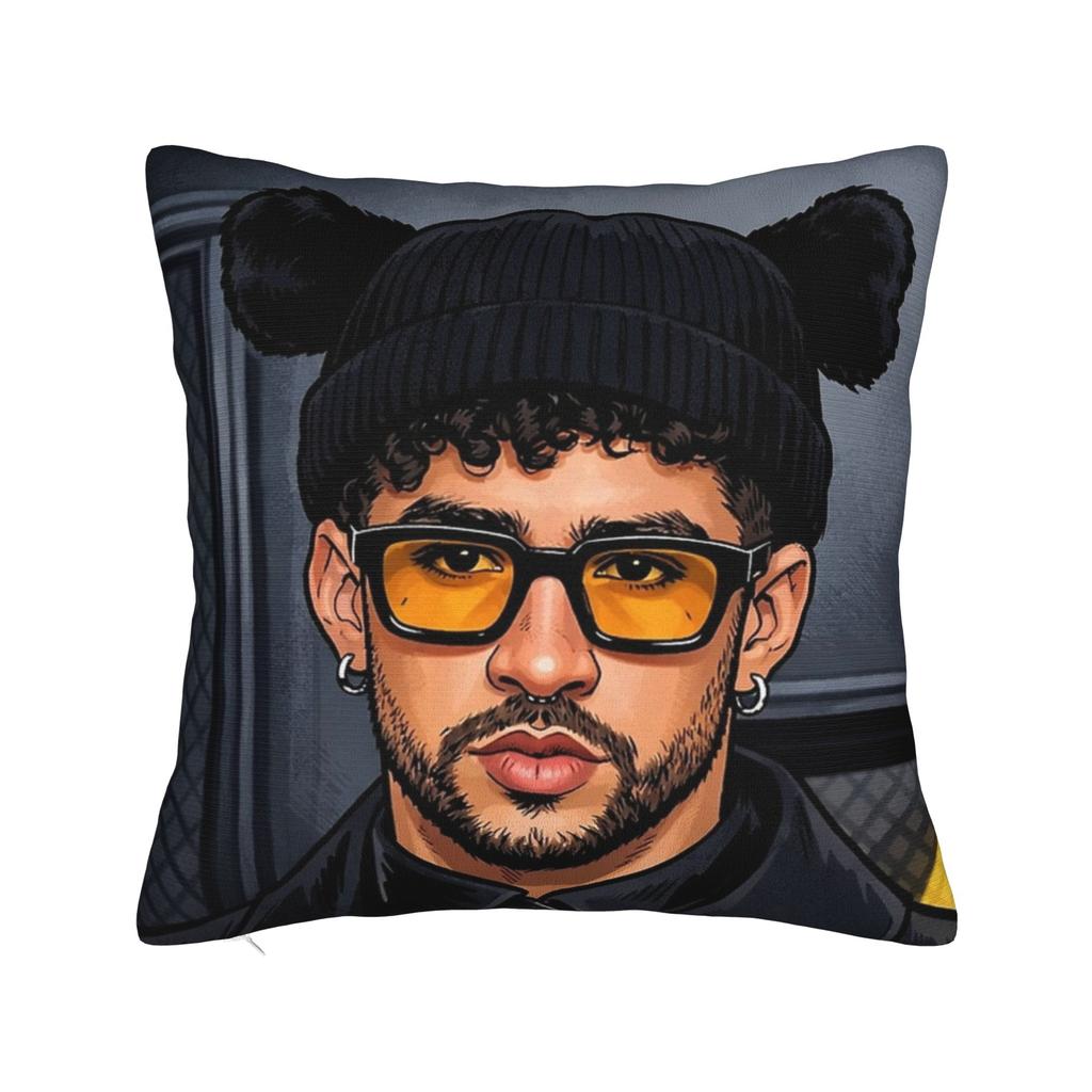 Singer Bad Bunny Pillowcase Doublesided Printing Polyester Cushion Cover Decorative Throw Pillow Case Cover Home