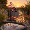 Romantic Garden Path Decor Flamingo Statue with Solar Watering Can Lights, Decorative Iron Weather Resistant Yard Decorations Outdoor Lawn Ornament