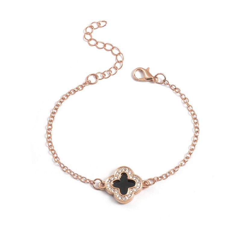 

Женский бриллиантовый браслет «Четырехлистный клевер» - Японский, Корейский, Европейский и Американский стили розового золота