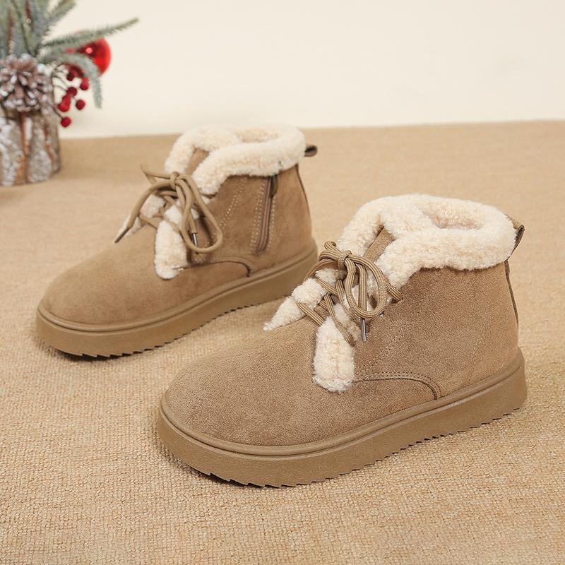 Winter Women's Boots Plush Warm Snow Boots Outdoor Non Slip Platform Boots Winter Lace Up Ankle Boot Winter Warm Cotton Footwear