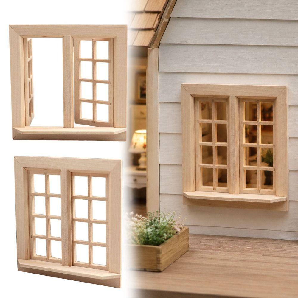 16 Felder Puppenhaus Fenster Modell Holz Quadratische Fenster Modell Miniatur Haus Dekor Für DIY Spielzeug