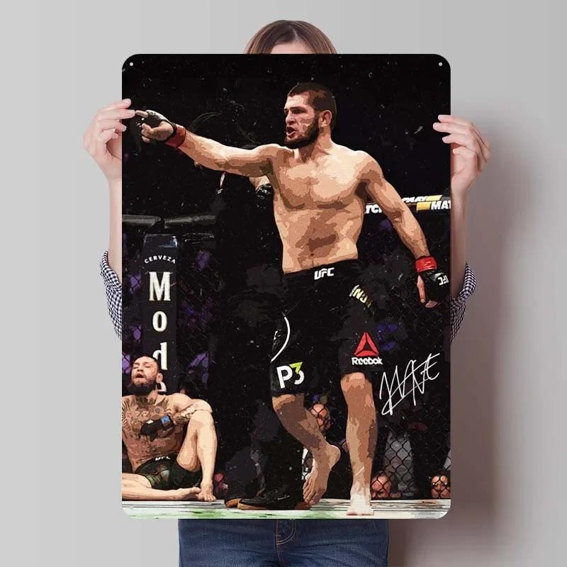 Khabib Metallskylt Boxningsaffischer Dekoration för Heminredningsartiklar Vintage Plåtskylt Plakett för Väggkonstdekoration Kaffebar