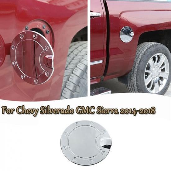 Chrome Fuel Filler Tank Gas Cap Panel Trim For Chevy Silverado GMC Sierra 14-18