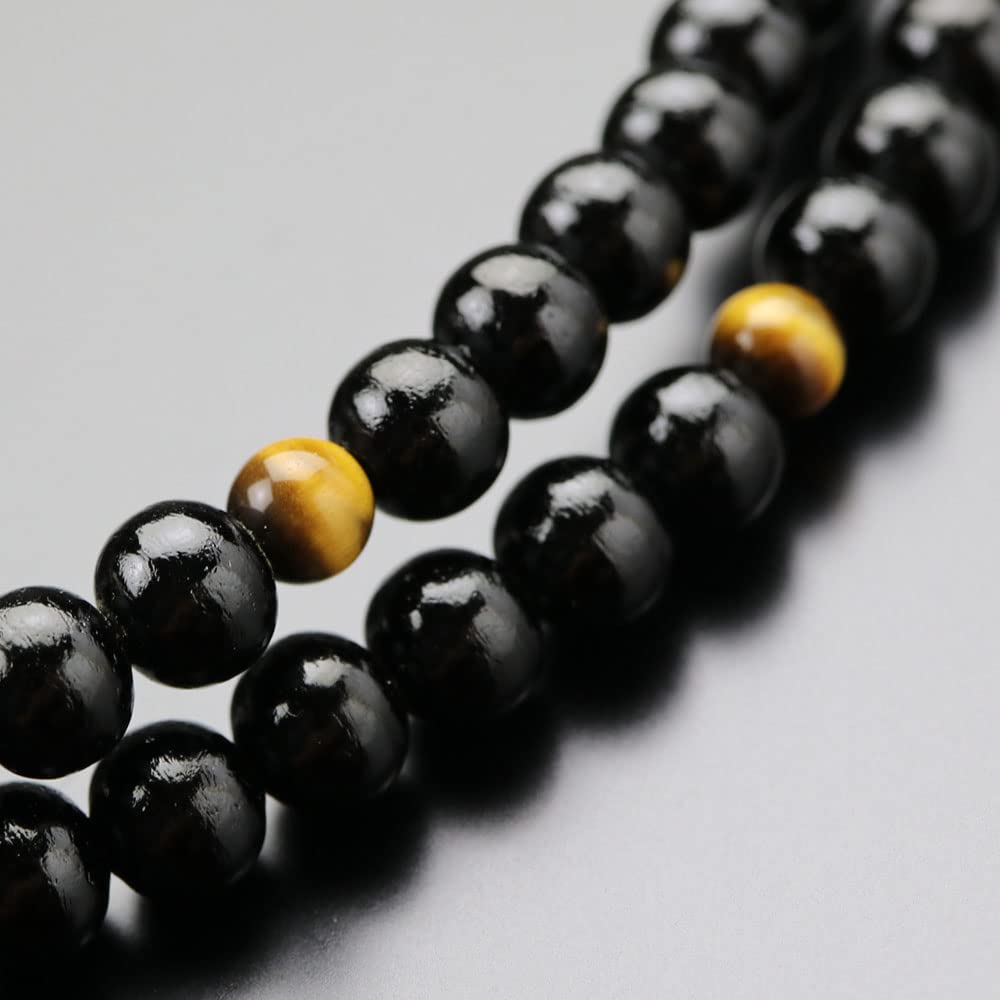 Soto Zen Buddhist Bønneperler for Menn Shakuni Ebony Tiger Eye Stone Ekte Sølvbånd Bønneperler Kyoto Bønneperler Kyoto 108 doble perler
