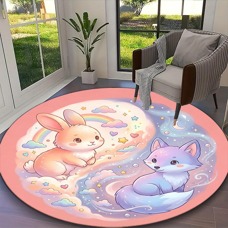 

Cute Bunny A Carpet, Non-slip Office Chair Rug, Digital Print Home Round Rug, Unique Festival Decorations Diameter 60cm