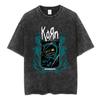 Korn Skull Wings Girls Juniors Black Washed T Shirt Metal Gothic Rock T Shirts Men's Vintage Oversized T-shirts