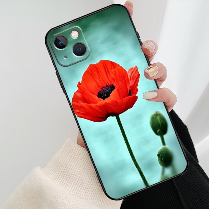 Red Corn Poppy Flower Phone Case For iPhone 17 Pro Max 16 15 14 11 12 13 Pro Max mini 15 16 Plus 16e 17 Air Cover