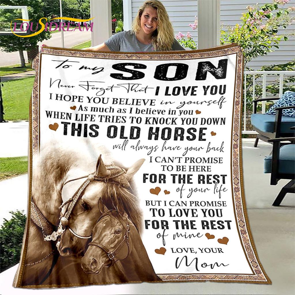 To My Son Plush Lion Wolf Eagle Dragon Quilt Blanket,Flannel Blanket Throw Blanket for Living Room Bedroom Bed Sofa Gift for Son