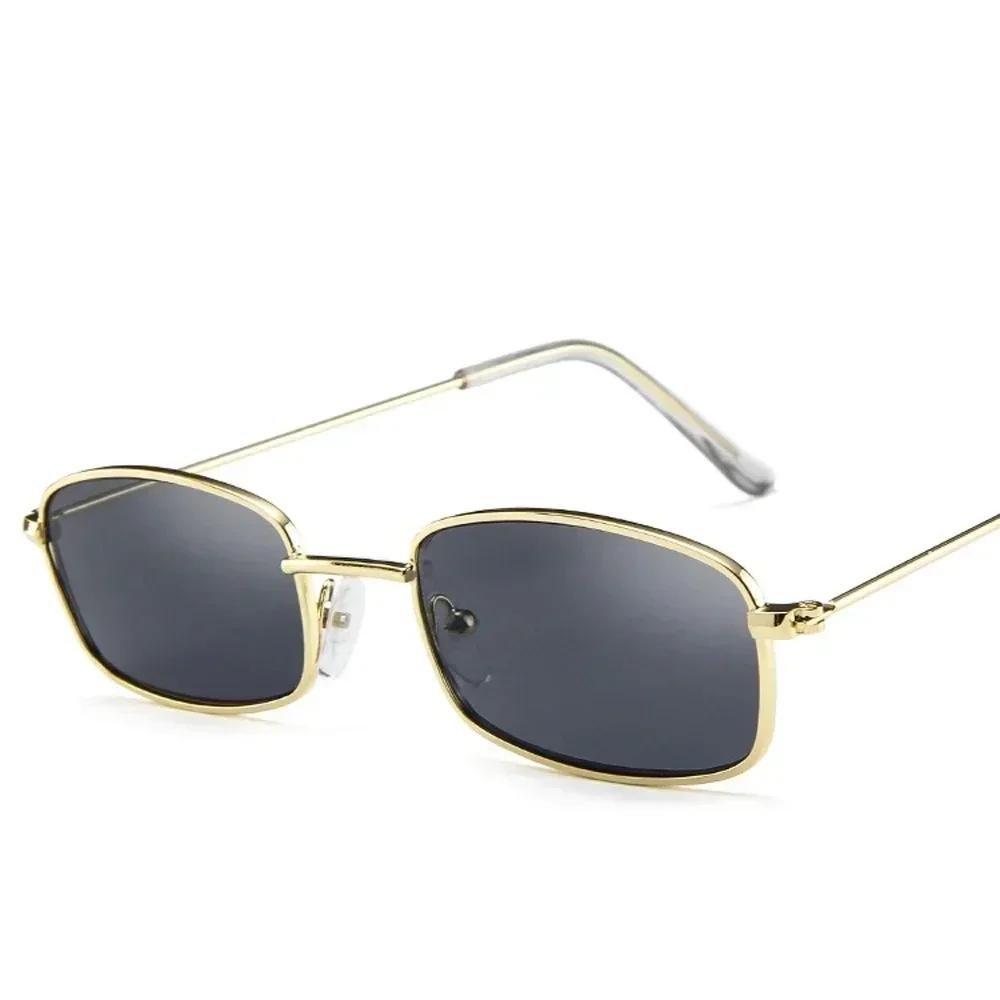Small Vintage Shades Rectangle Sunglasses For Women Men Metal Frame Eyewear Outdoor Sun Glasses