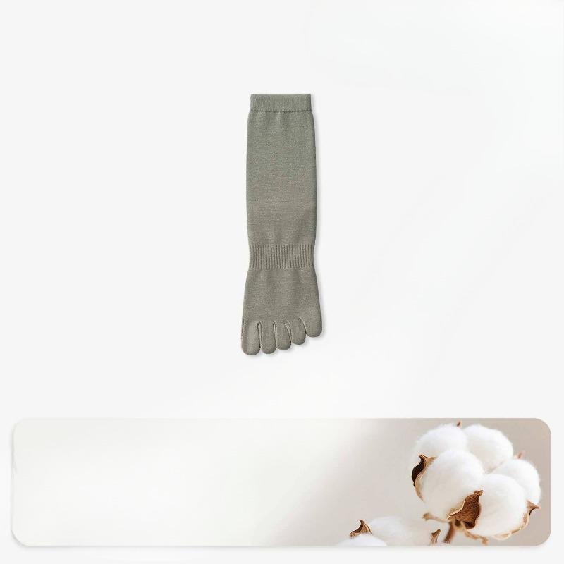 Cotton Five-heel Socks for Men, Mid-length, Suitable for Spring and Autumn, Sports Style, Black Pure Cotton Toeless Socks, Foot Coverings