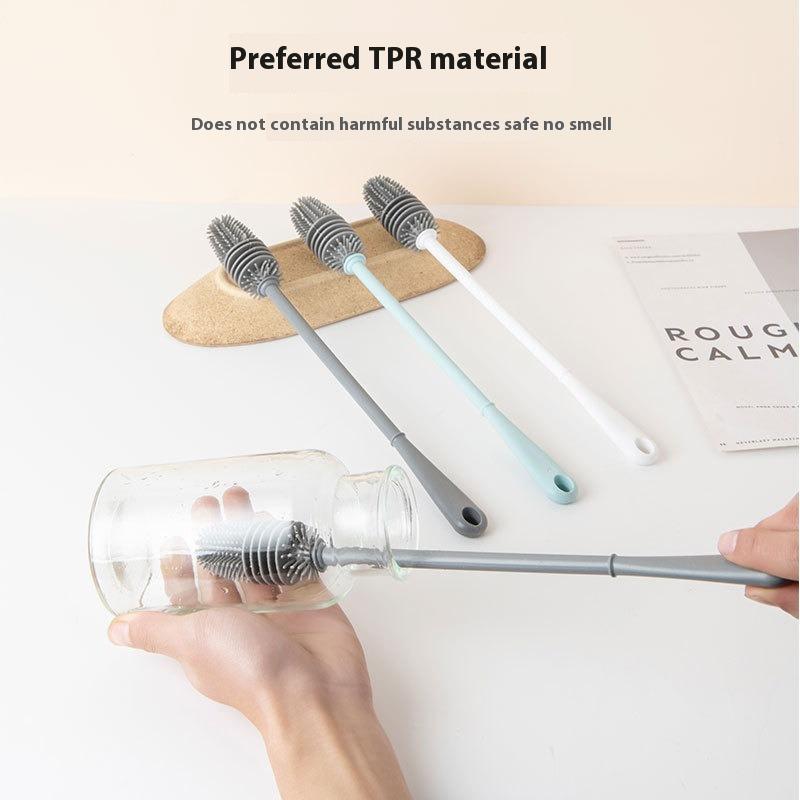 Silicone Milk Bottle Brush Long Handle Drink Bottle Clean Brush Cup Scrubber Glass Cleaner Kitchen Cleaning Tool