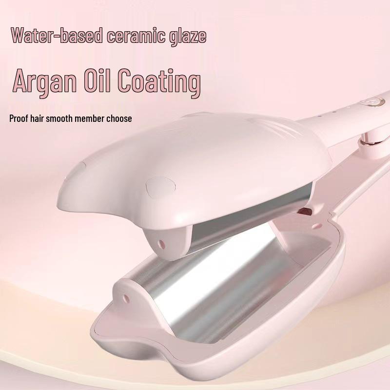 32mm Negative Ion Egg Roll Curling Iron with Cat Claw Design, Korean-Style Water Ripple, Portable.
