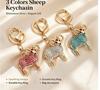 Cute Lamb Pendant Keychain Lifelike Texture Rhinestone Inlaid Bag Hanger Fun Small Gift for Kids Birthday Favors