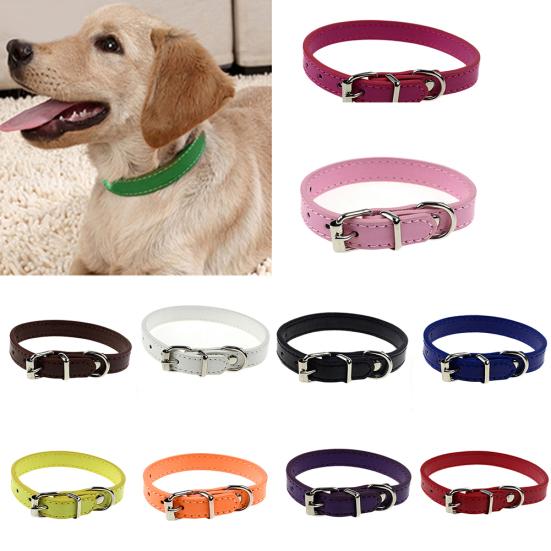 Umělá kůže Jednobarevný Roztomilý Pes Domácí mazlíček Kočka Štěně Obojek Krk Nastavitelná Spona