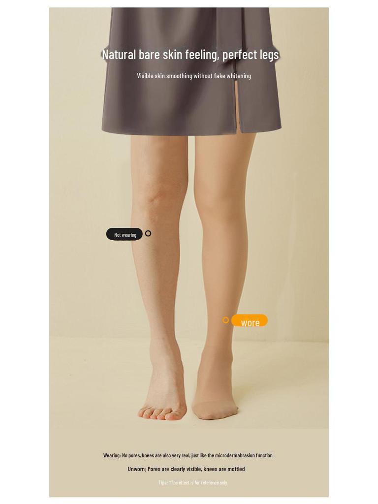 Double-Layer Oversized Winter Bare Leg Pantyhose: Women's Enhanced Fit, No-Slip Nude Feel, Plush Velvet Leggings.