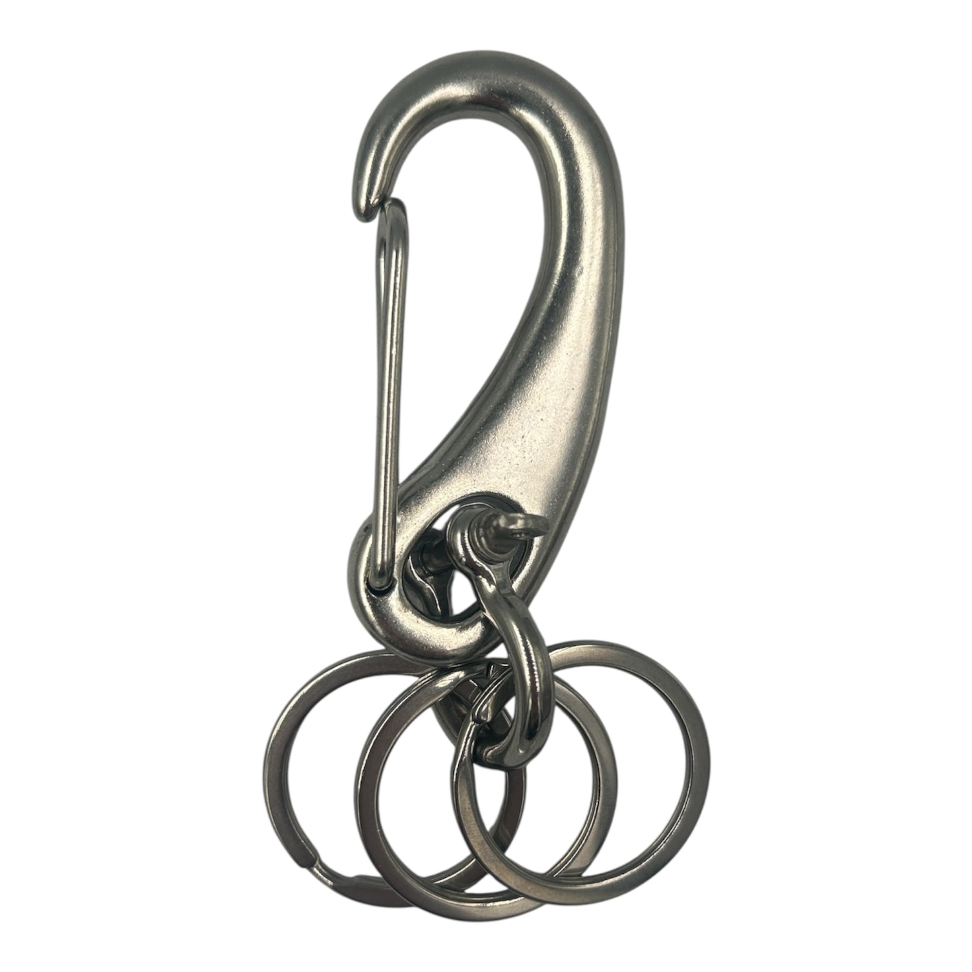 Waki Sangyo Magatama Stainless Shackle Double Key Antique Hook, Steel, 70mm, + Ring, WMF-10, Ring, Keychain, Car, Motorcycle,