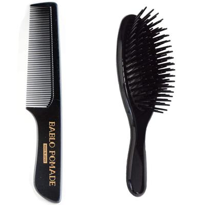 Bablo Pomade Comb and Hairbrush Set for Perfect for Styling Made In Japan (2 Pieces) Men, Barbers,