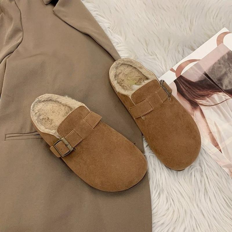 Нескользящая обувь женские полушлепанцы новый стиль ленивые хлопковые тапочки 40 верблюд 1630₽