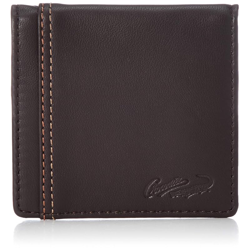 

[Crocodile] bifold wallet High quality soft lamb leather (sheep leather) box type coin case men s dark brown