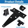 Wopanxye 2pcs 100mm Load Capacity Hinges, Black T Shape Silent Epoxy Coated Wrought Iron