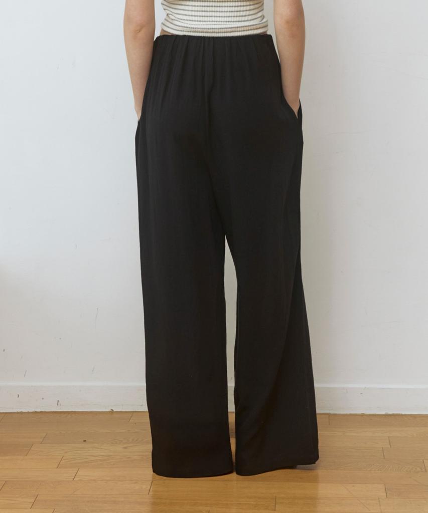 ADAUL Linen Hidden Banding Wide Pants - Black