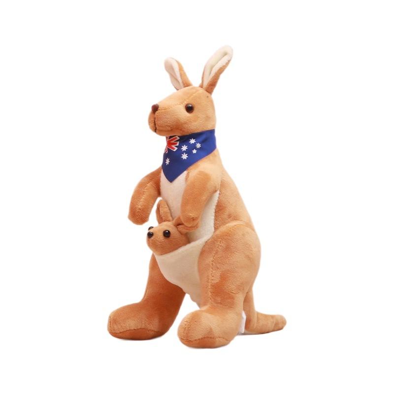 Scarf Mother and Son Kangaroo Doll Australian Simulation Plush Toy Doll