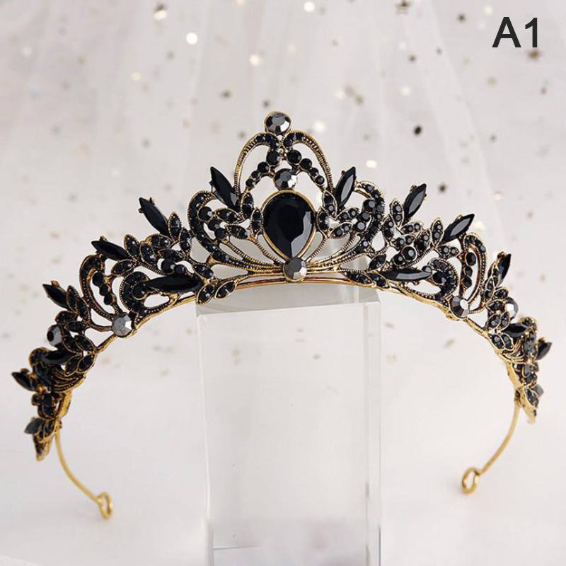 1Pc Bride Retro Black  Crown Queen Tiara Brides Wedding Jewelry