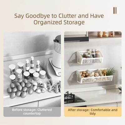 Wall Mounted Storage Basket Seasoning Storage Black White Drainage Basket No-drill Garlic Ginger Onion Spice Shelf