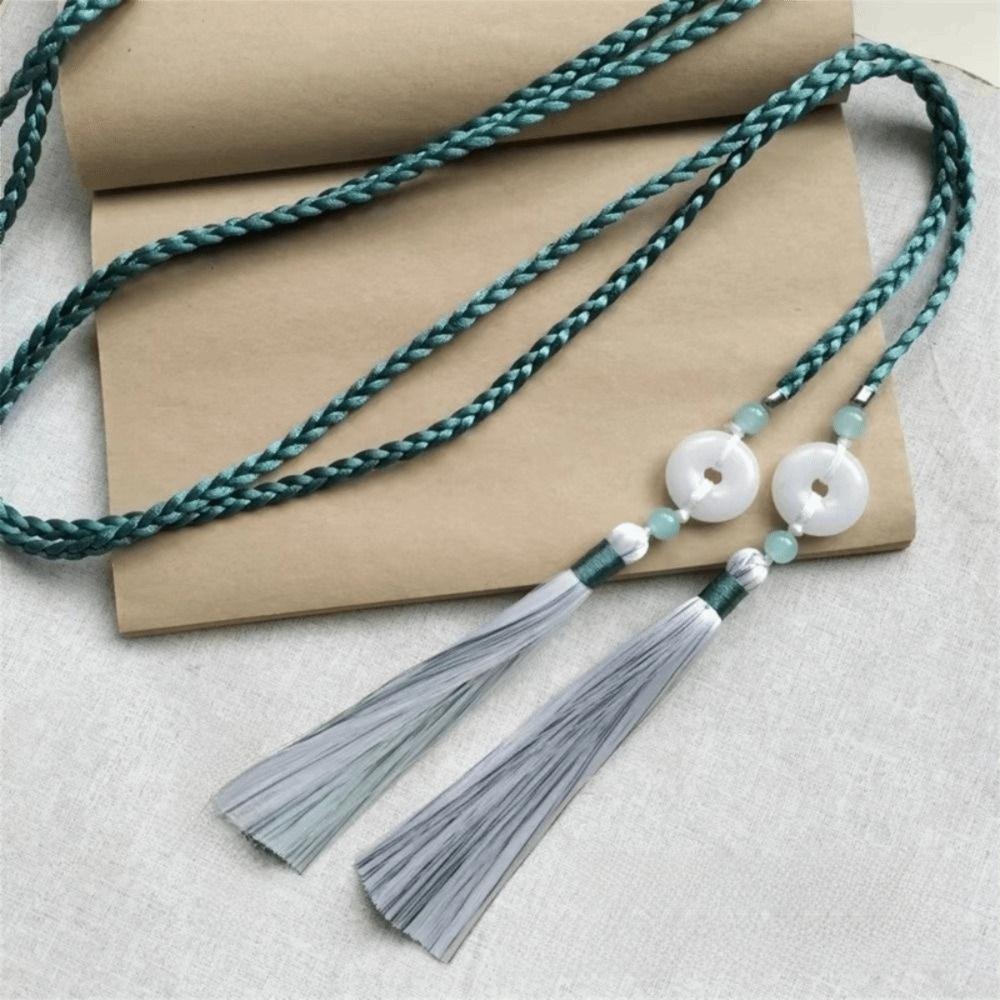 Retro Handwoven Hanfu Waist Tie Belt Chinese Style Traditional Tassel Waist Cord Ping An Pendant Waist Rope for Men Women