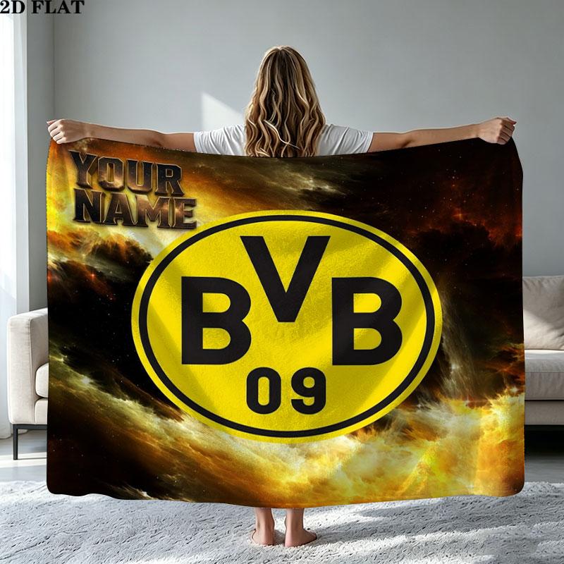 1PC Borussia Custom Name Patterned Flannel Blanket Suitable For All Seasons for Home Decor Warmth and Comfort Gifts Holiday Present